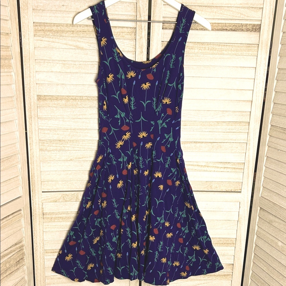 Floral Print Blue Dress